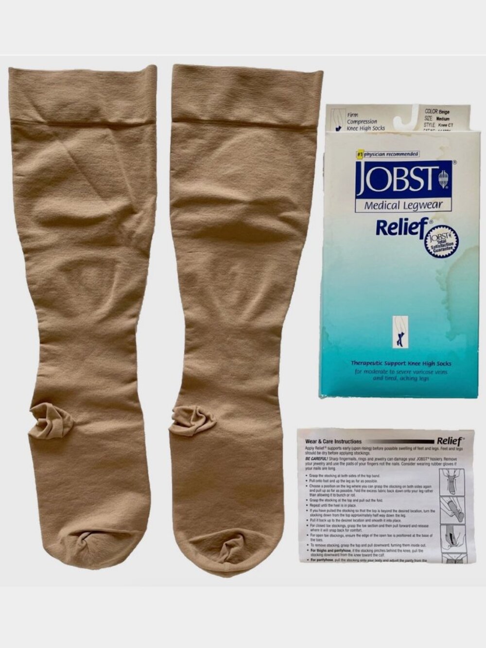 NEW JOBST RELIEF FIRM COMPRESSION KNEE HIGH SOCKS STOCKINGS 20-30 MMHG MEDIUM